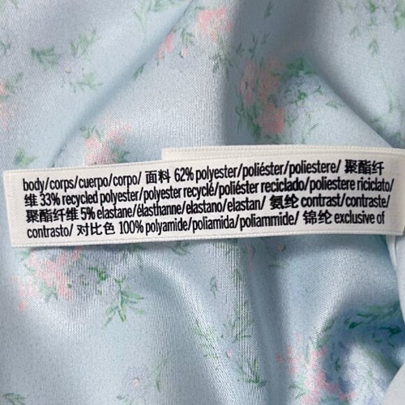 For Love & Lemons Ellery Baby Blue Floral Satin Slip Dress S Romantic Mini - Picture 10 of 10